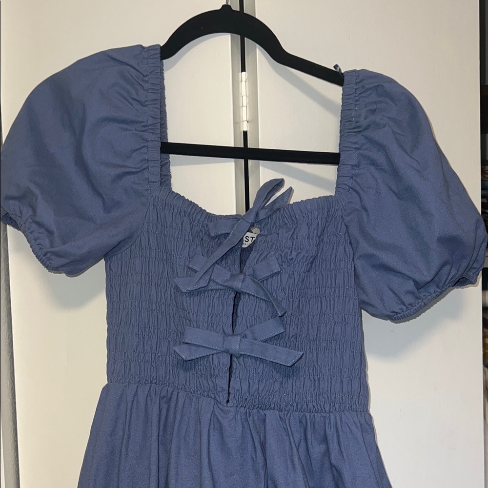 Astr Blue Puff Sleeve Maxi Dress